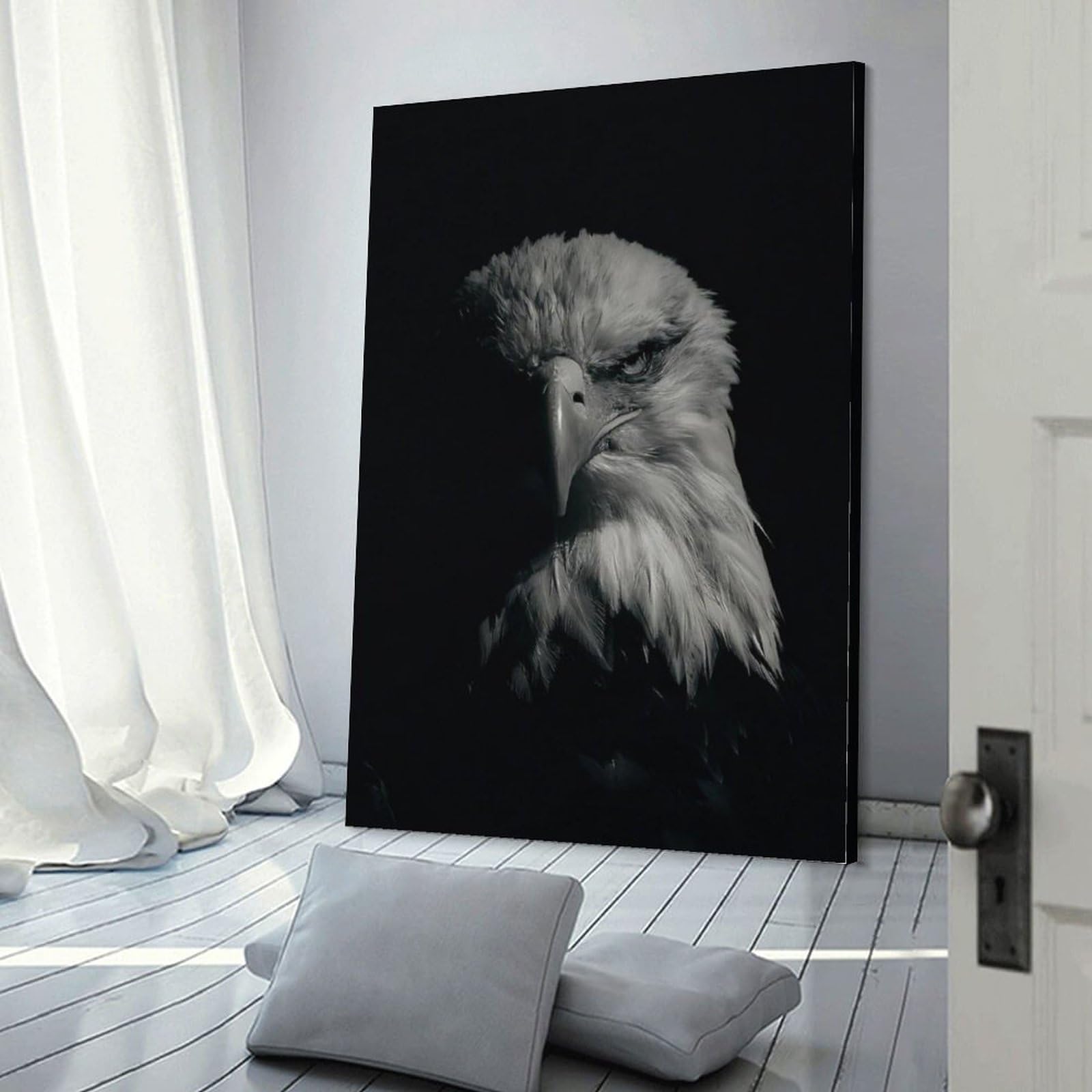 Amazon.co.jp: 絵画 白頭ワシの白黒写真インテリア 絵画 明暗法的な